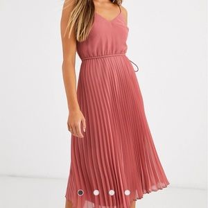 ASOS Midi Dark Pink Pleated skirt dress